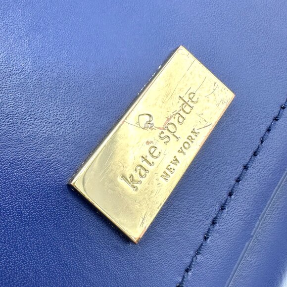 💰 EUC Kate Spade Avva Arbour Hill Smooth Leather Flap Crossbody - Blue/Pink - Picture 16 of 16